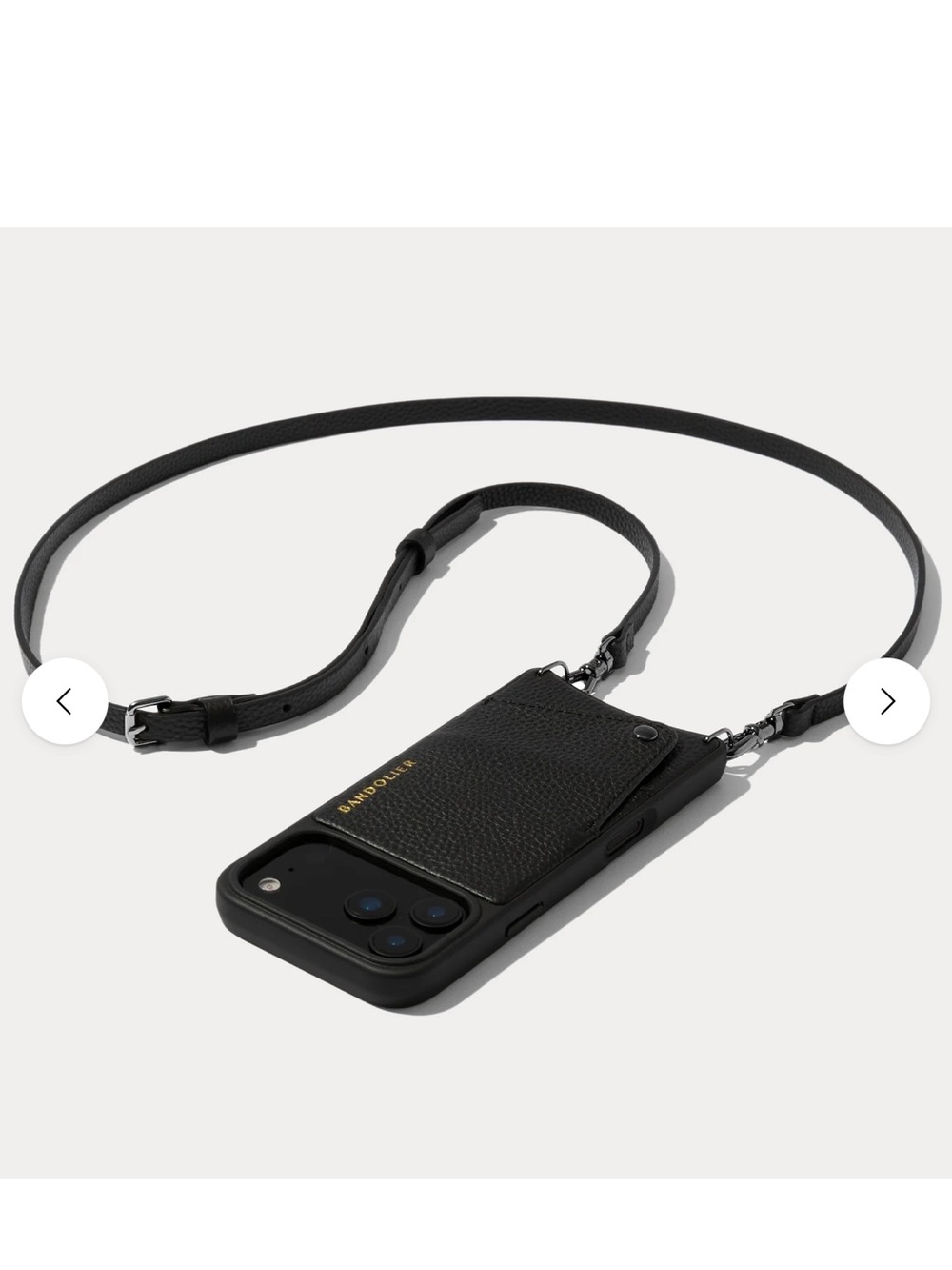 ✅ Bandolier Emma Black Pebble Leather Crossbody Phone Case for IPhone 15 Pro Max